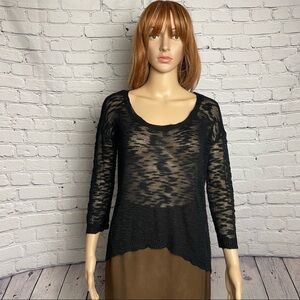 Pieces By Kensie Knit Black 3/4 Sleeve Sweater Size S